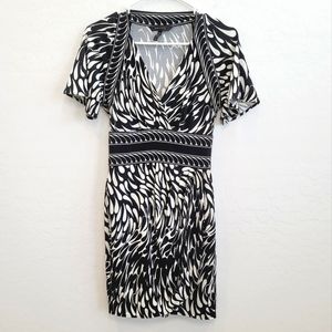 BCBGMaxAzria Black & White Combo Jersey Knit Dress Women's Size XS